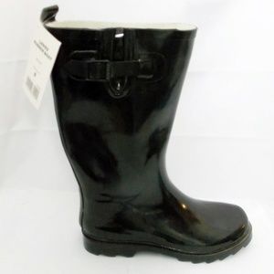 Misty Mountain Shiny Black Rubber Rain Boots